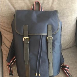 NEW NWT J Crew Oar Stripe Nylon Navy Blue Backpack